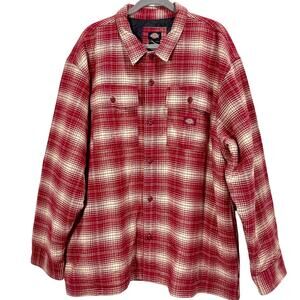 DICKIES Pedro Bay Red Plaid Lined Flannel Button Down Shirt Shacket Mens 2XL